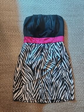 Speechless- Strapless Zebra Print Dress